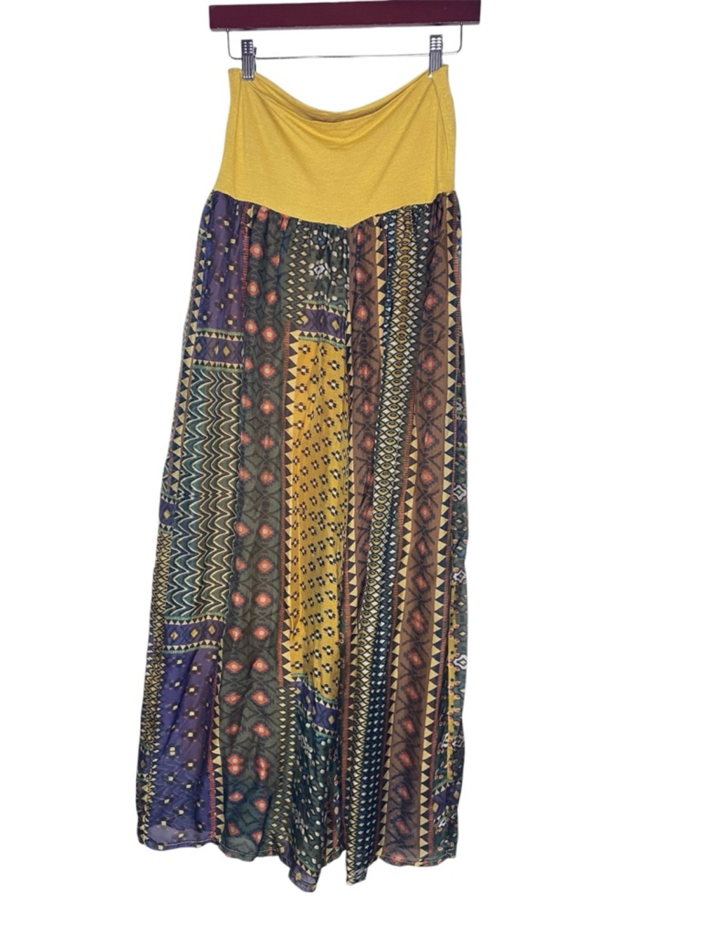 Made in Italy Silky Wide Leg Palazzo Pants in Geometric Pattern- Size M